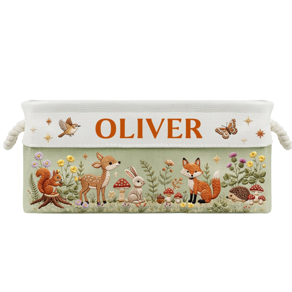 Floral Forest Animals 1 - Personalized Storage Basket
