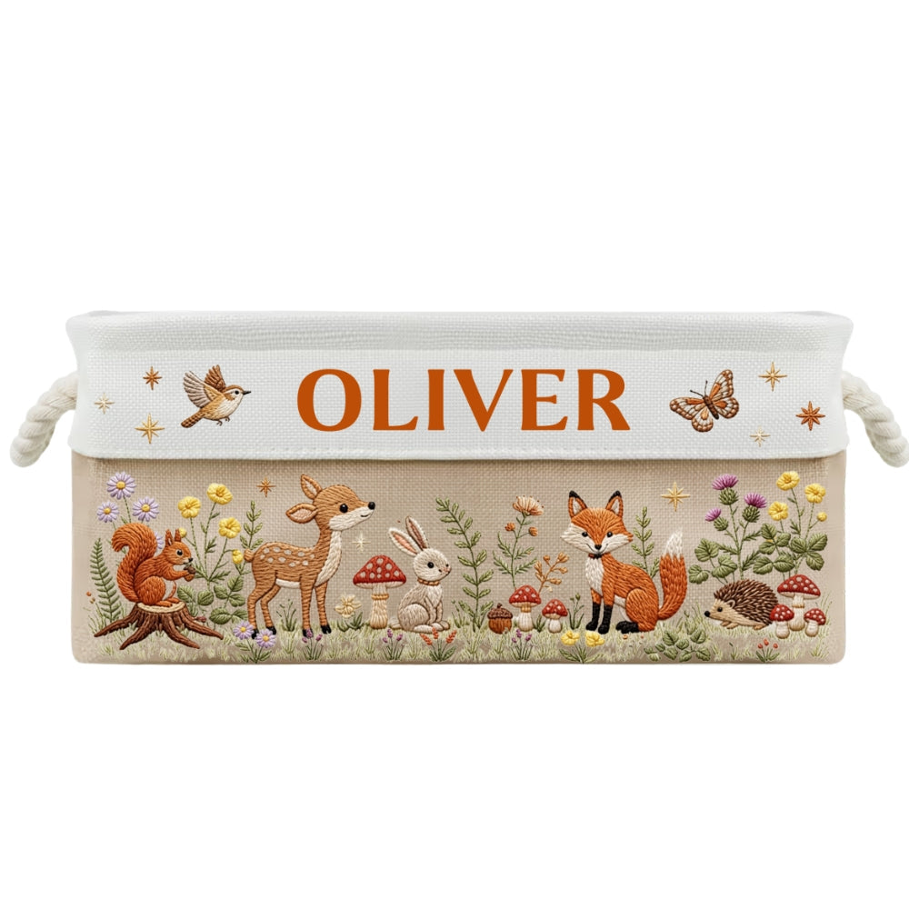 Floral Forest Animals 1 - Personalized Storage Basket
