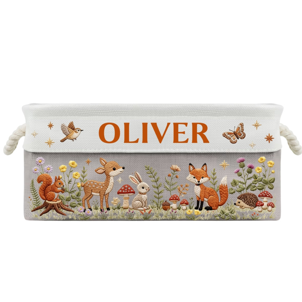 Floral Forest Animals 1 - Personalized Storage Basket