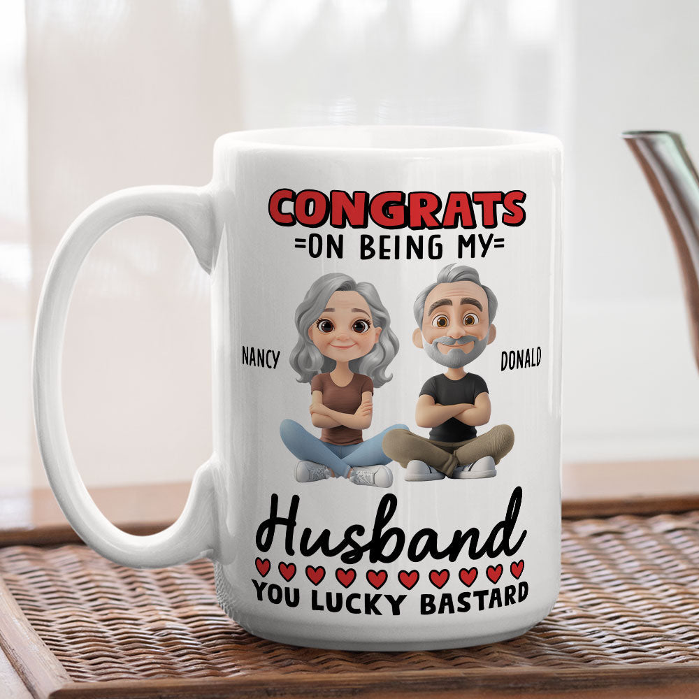 Custom Anniversary Keepsake Gifts For Couple • You Lucky Man - Personalized Coffee Mug