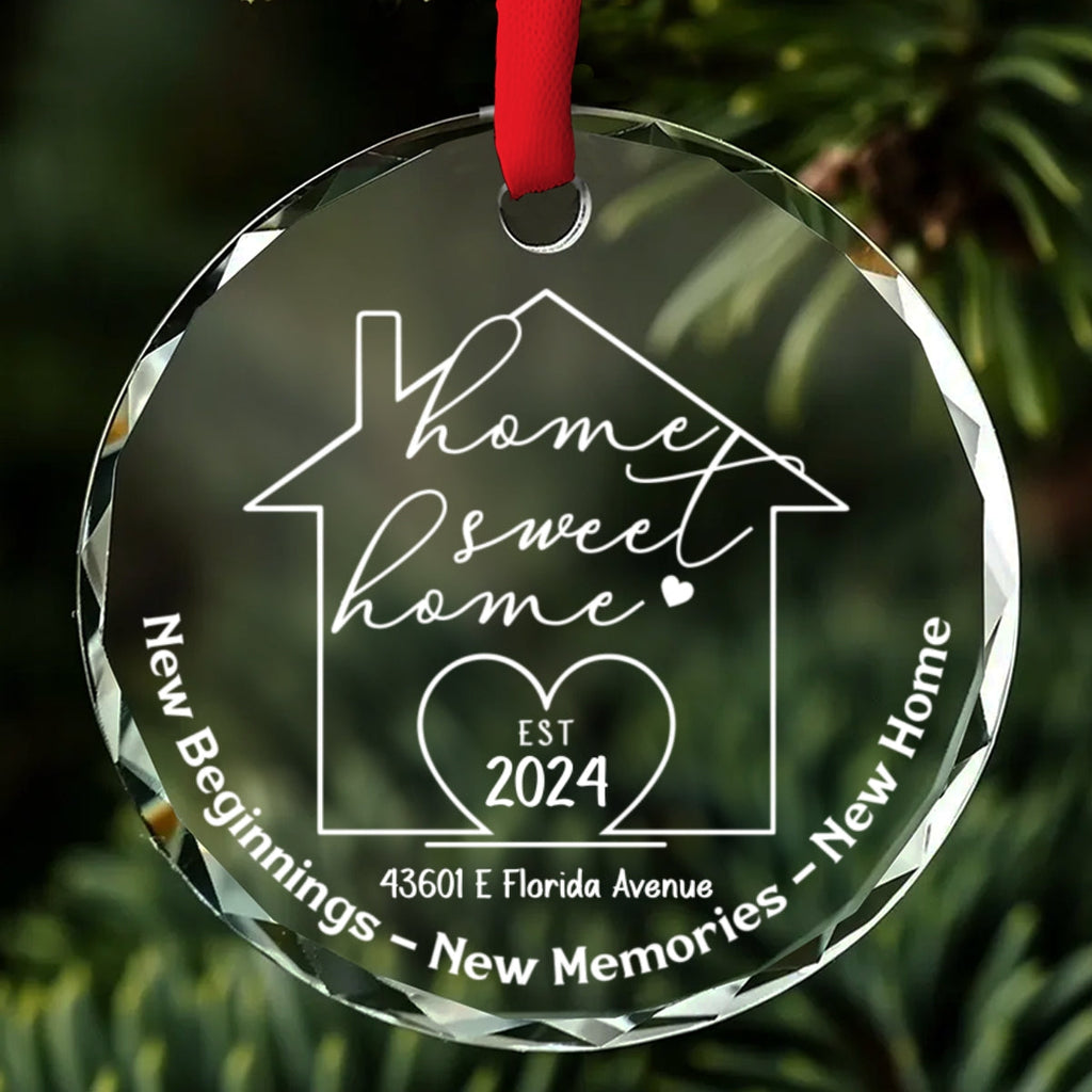 Custom Family Ornament, Christmas Gift for Family Members •  Home Sweet Home - Personalized Glass Ornament