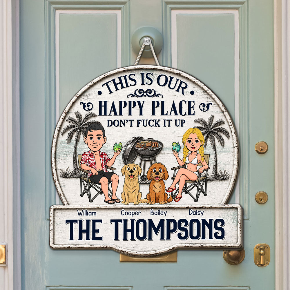 Custom Family Summer Backyard, Patio & Porch Decor • Patio Time Beats Everything - Personalized Wood Sign