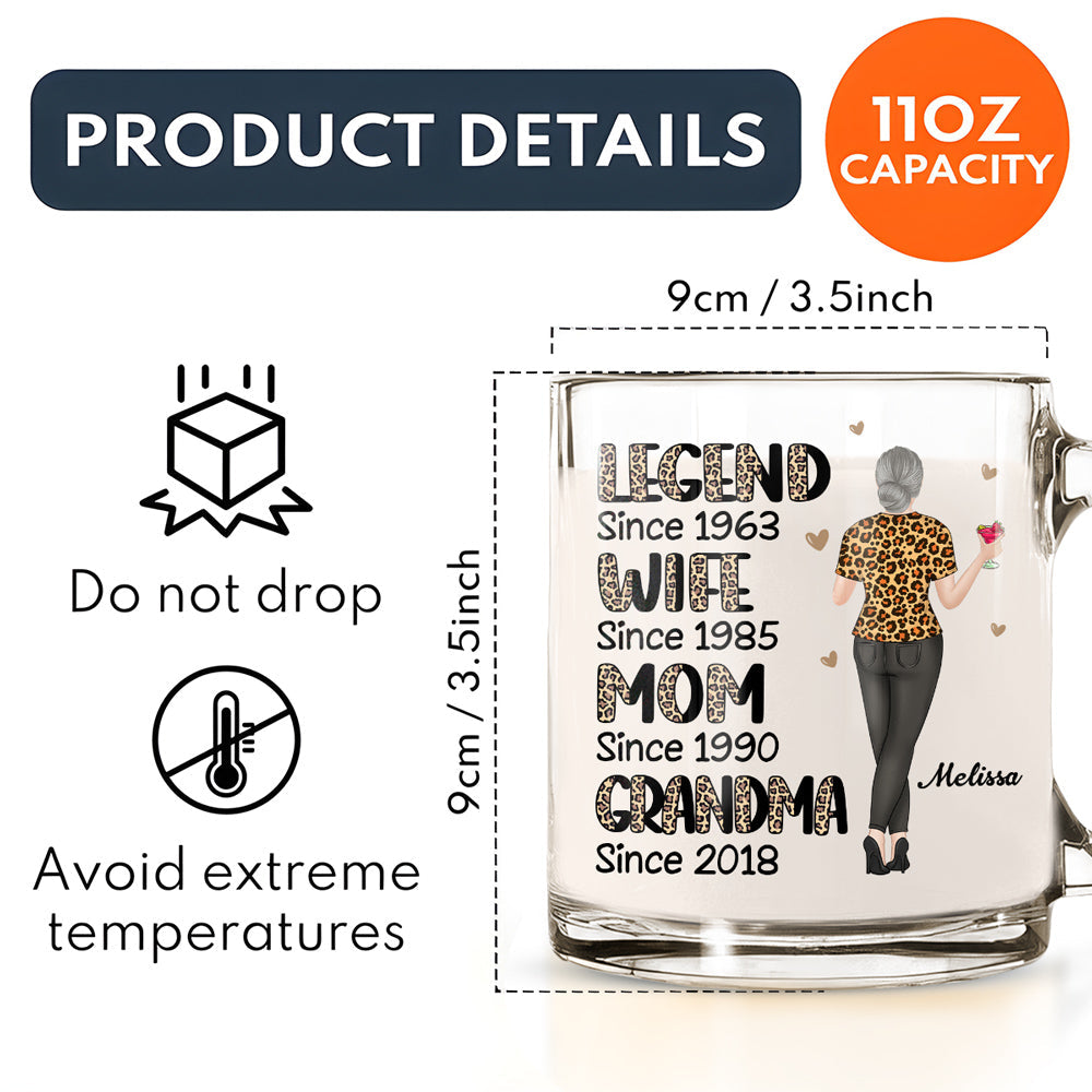 Custom Christmas & Birthday Gift for Mom • Legend Wife Mom Grandma - Personalized Glass Mug