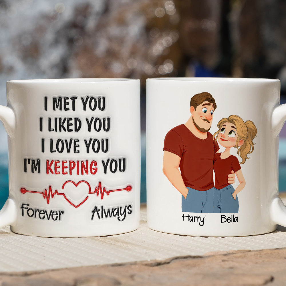 Custom Anniversary Keepsake Gifts For Couple • Keeping You Always - Personalized 3D Inflated Effect Mug