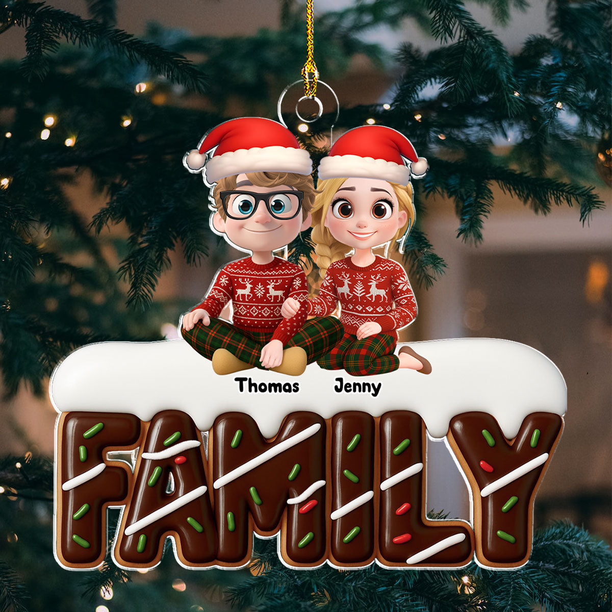 Custom Family Ornament, Christmas Gift for Family Members •  Sweetest Christmas Ever - Personalized Acrylic Ornament