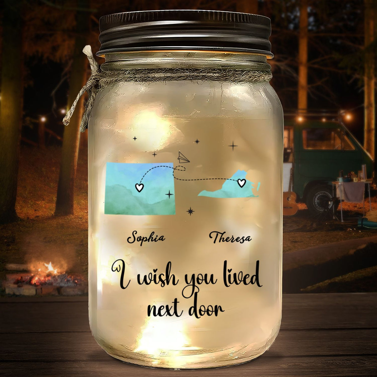 I Wish We Lived Closer - Personalized Mason Jar Light