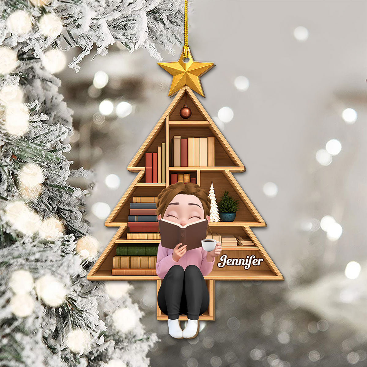 Custom Keepsake Christmas Ornament •  Stories Keep The Heart Warm - Personalized Wood Ornament