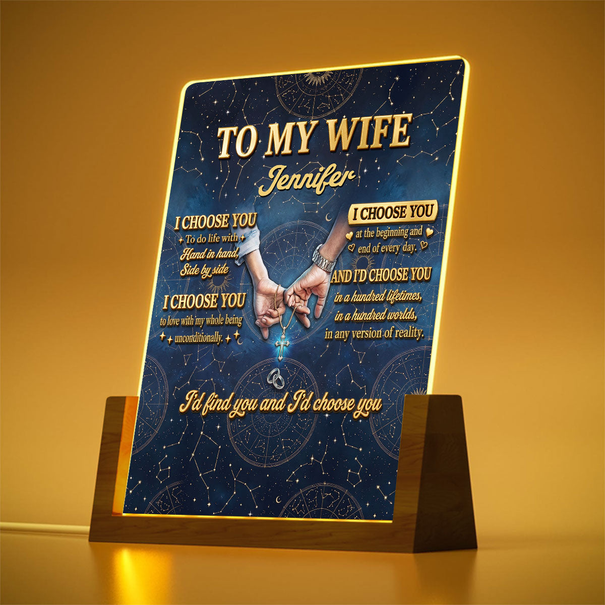 Custom Anniversary, Wedding, Christmas Gift For Wife, Her • I Choose You - Personalized Night Light