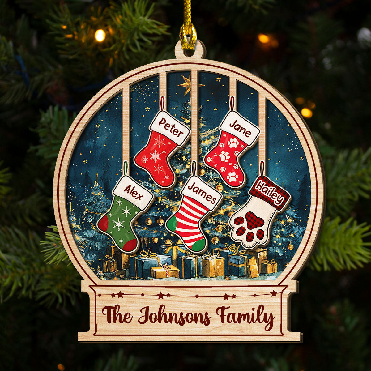 Custom Keepsake Christmas Ornament •  Our Family This Christmas - Personalized 2-layered Wood Ornament