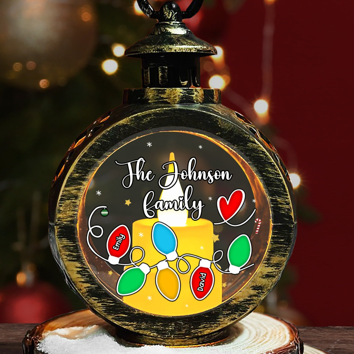 Custom Name Family Christmas Gifts, Holiday Decor • Family Christmas Light - Personalized Christmas Lantern