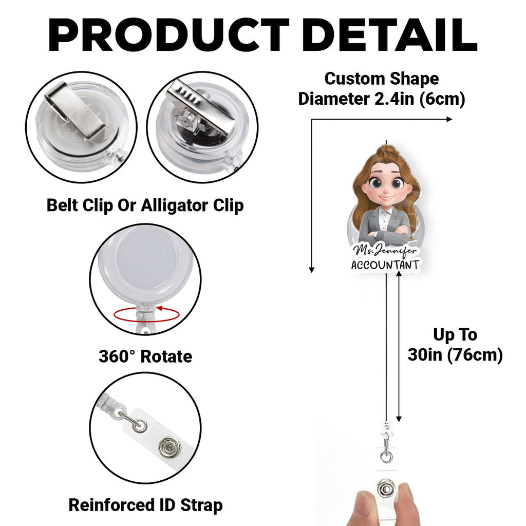 Custom ID Holder Gifts For Coworker, For Boss, Office Gift With Name • Me At Work - Personalized Acrylic Badge Reel