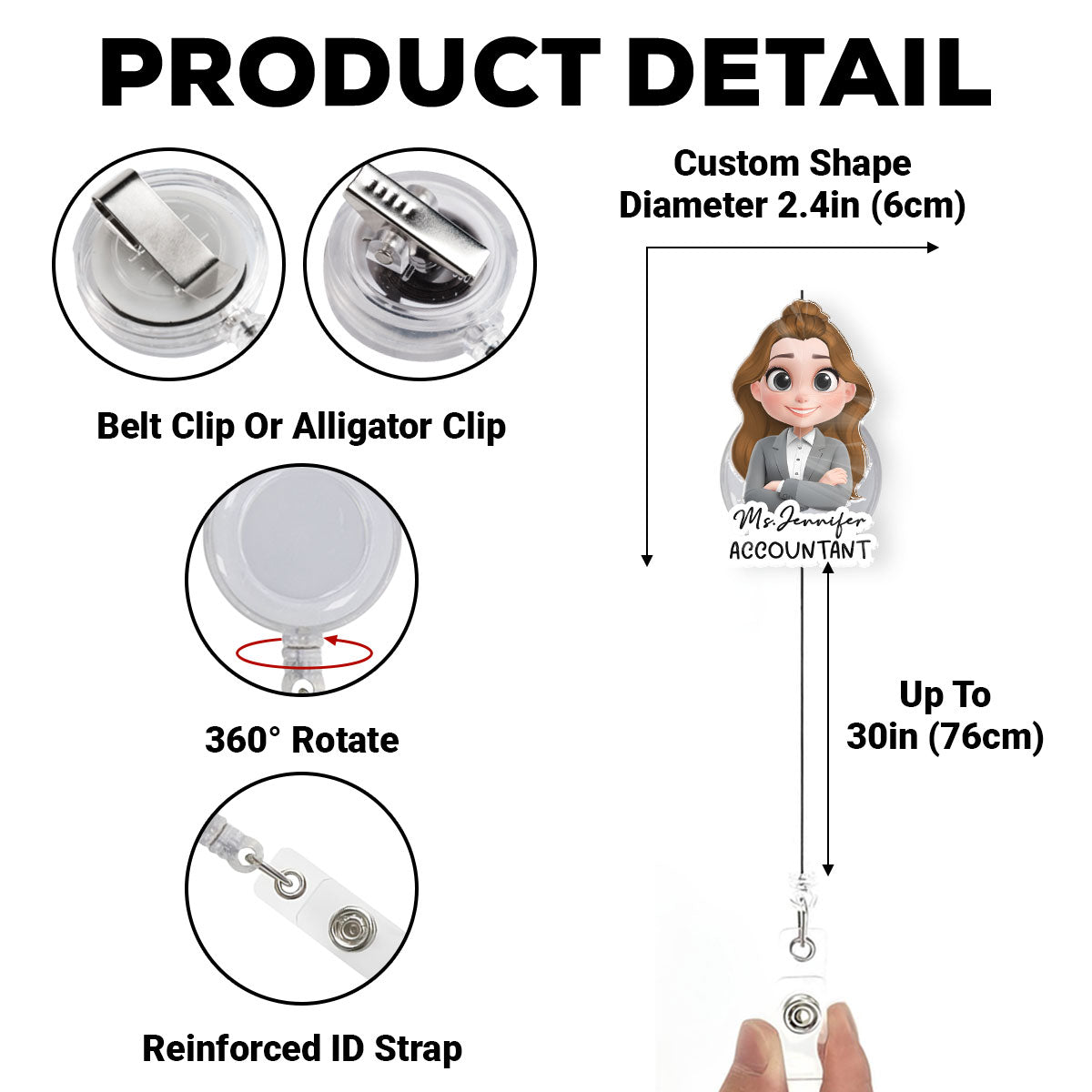 Custom ID Holder Gifts For Coworker, For Boss, Office Gift With Name • Me At Work - Personalized Acrylic Badge Reel