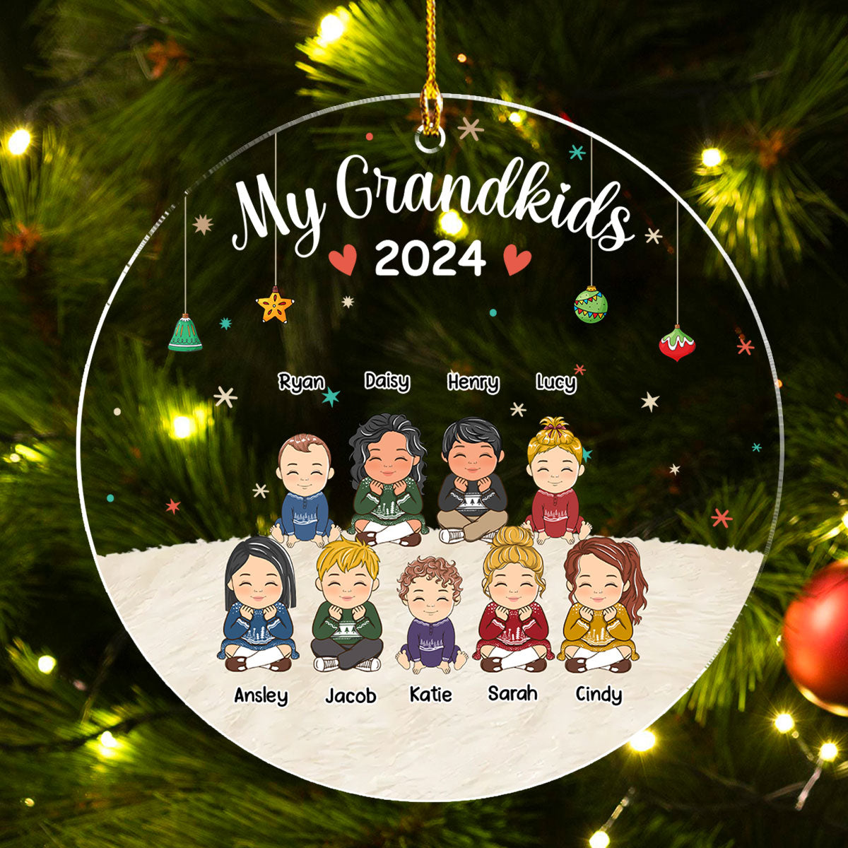Custom Keepsake Christmas Ornament •  Our Grandkids Christmas - Personalized Acrylic Ornament