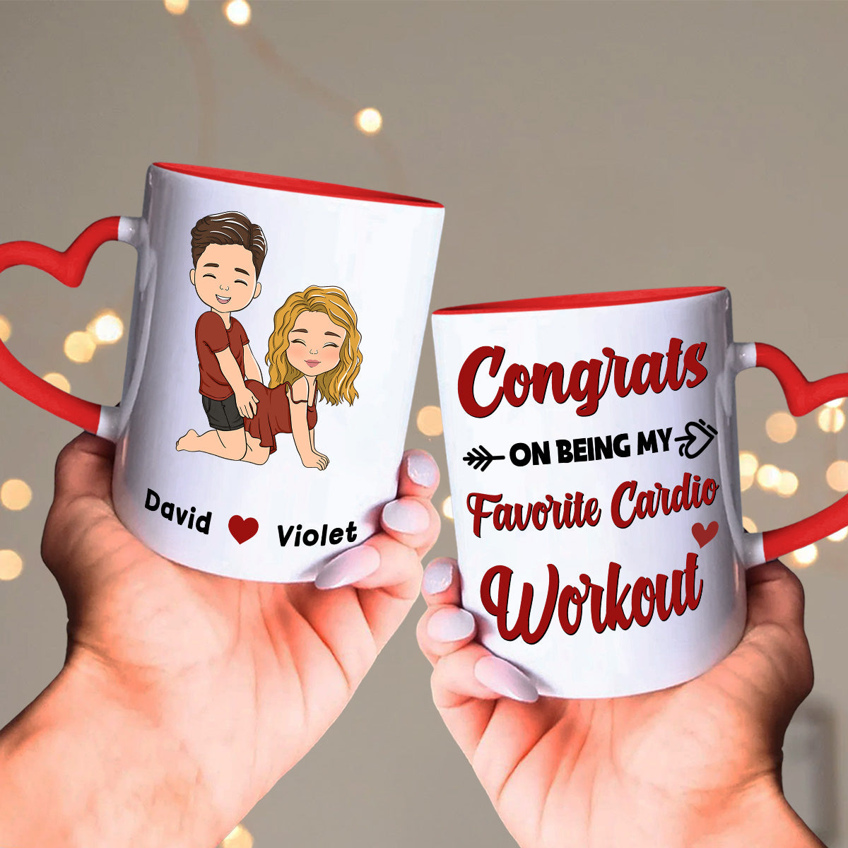 Custom Anniversary Keepsake Gifts For Couple • You Lucky Bastard - Personalized Heart Handle Mug