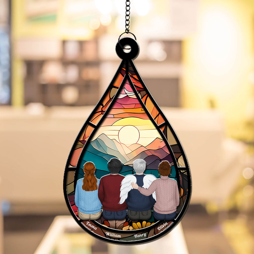 Custom Family Name Hanging Decor, Christmas Birthday Gift •  Memorial Teardrop Gift - Personalized Suncatcher