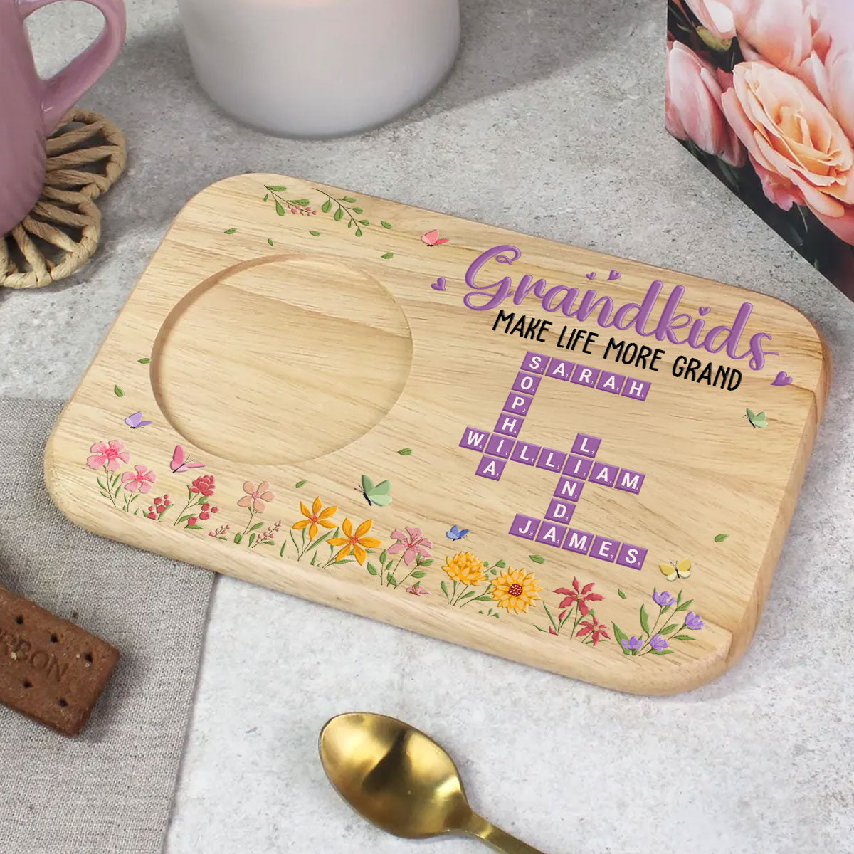 Grandkids Make Life More Grand - Personalized Wooden Treat Board