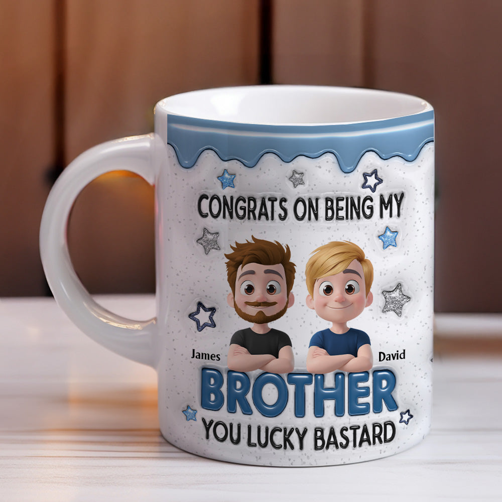 Custom Christmas & Birthday Gift For Brother • Congrats Bro - Personalized 3D Inflated Effect Mug