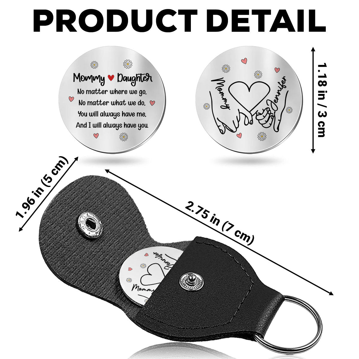 Custom Coin Keychain for Daughter Mom, Mother's Day Birthday Gifts • Mother And Daughter - Personalized Pocket Hug