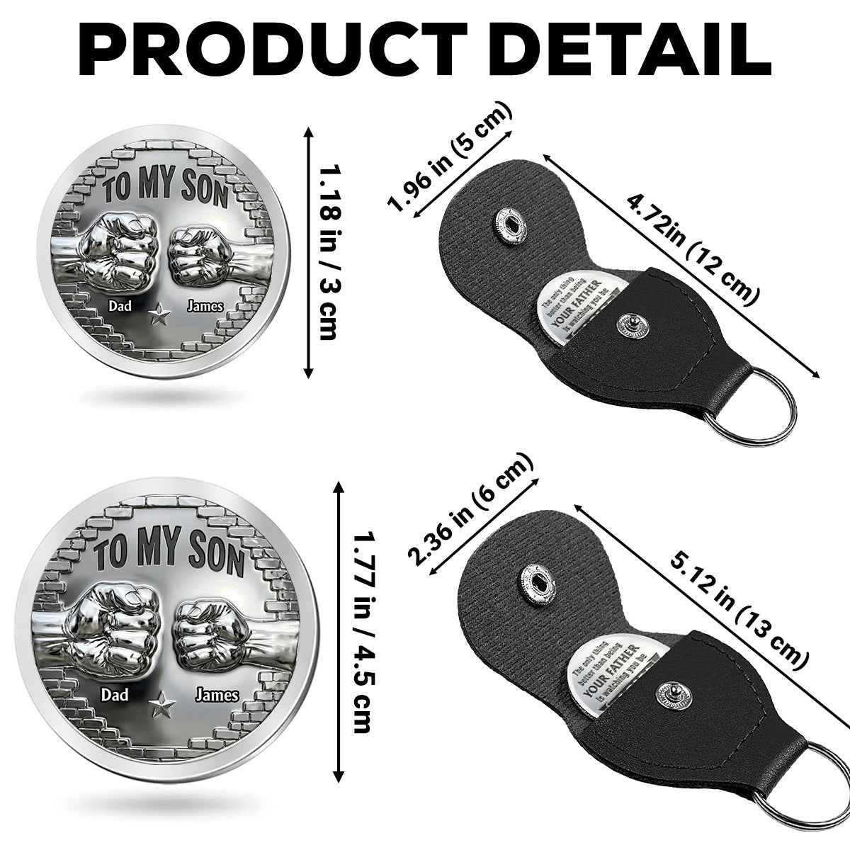 Custom Son Coin Keychain, Father's Day Birthday Gifts • You Be A Dad Metal Version - Personalized Pocket Hug
