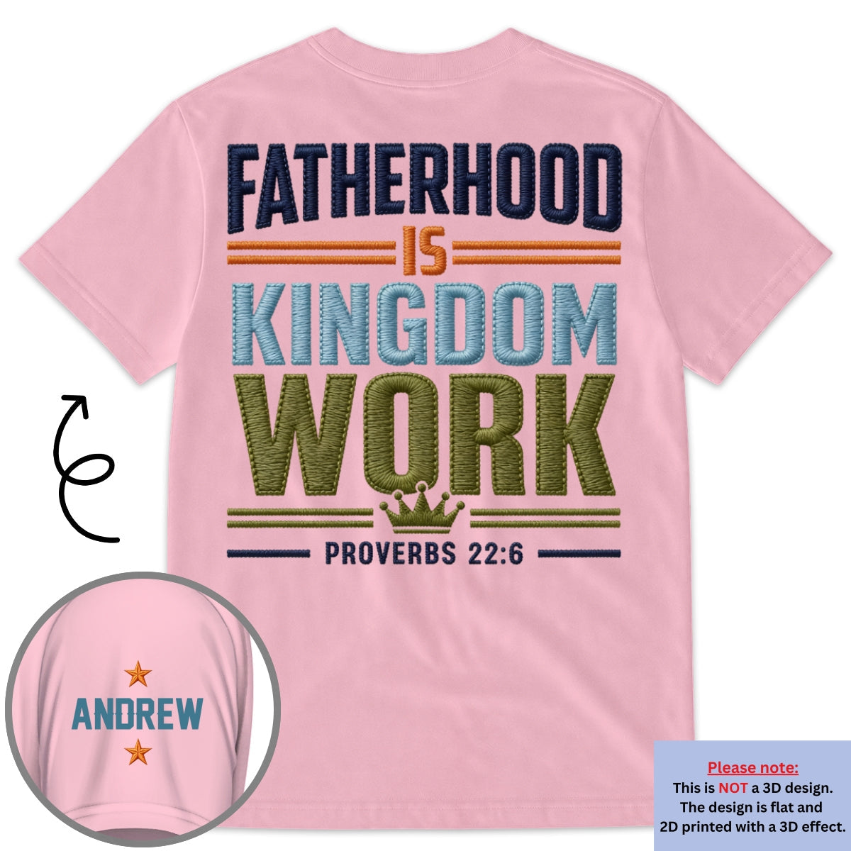Custom Father's Day, Special Gift for Dad & Grandpa • The Kingdom Work - Personalized 3D Effect Shirt With Design On Sleeve