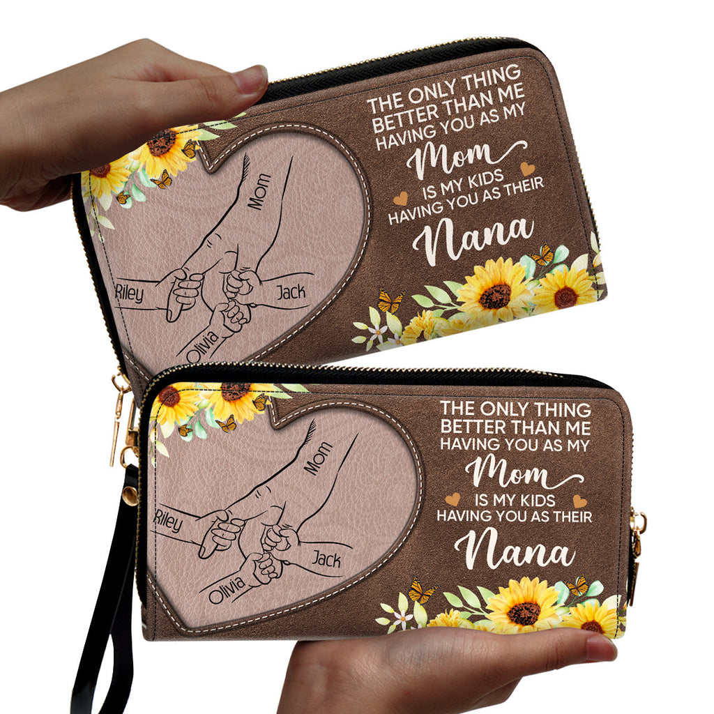 Having You As A Mom - Personalized Leather Wallet
