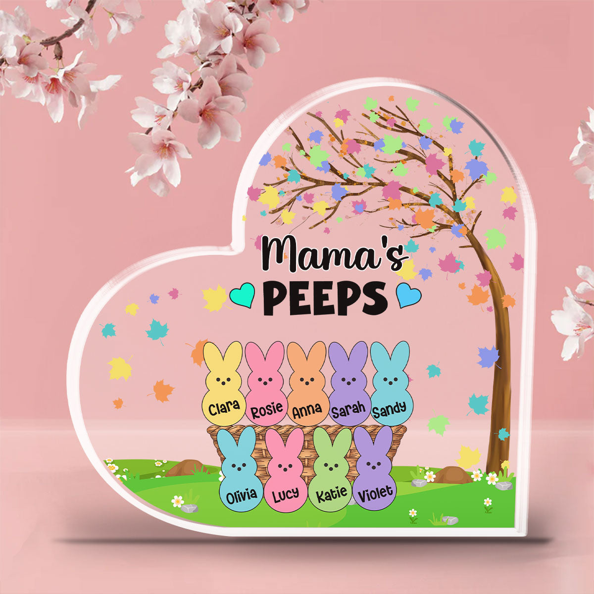 Custom Family Decor, Christmas Birthday Family Keepsake • Bunny Peep - Personalized Acrylic Plaque