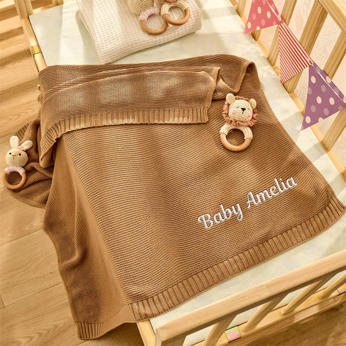 Baby Monogram - Personalized Embroidered Knitted Baby Blanket