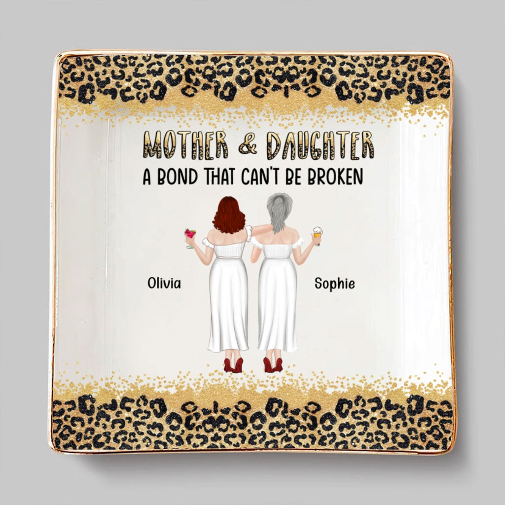 Custom Mom Trinket Dish, Birthday Christmas Gift • Mom And Daughter - Personalized Jewelry Dish