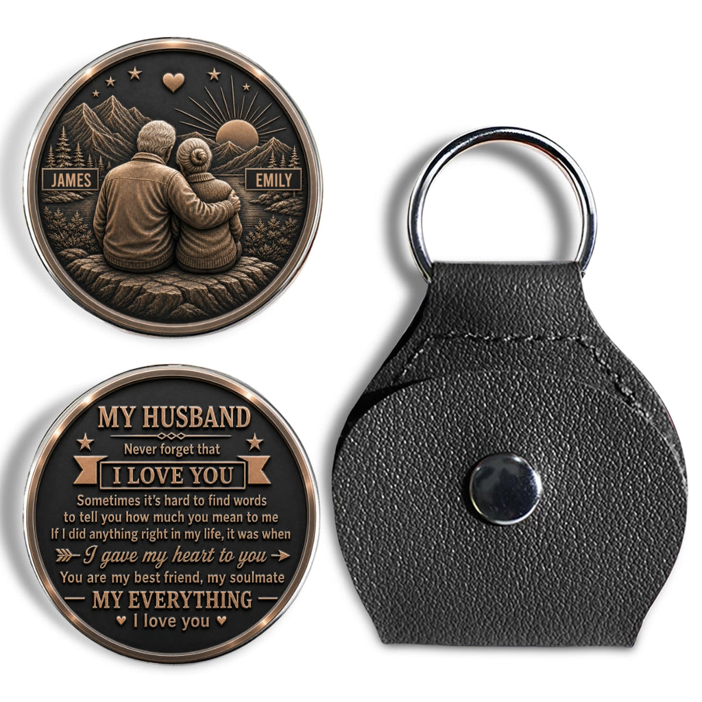 Custom Coin Keychain for Husband, Couple Anniversary Valentine's Day Gifts • Love Till The End - Personalized Pocket Hug