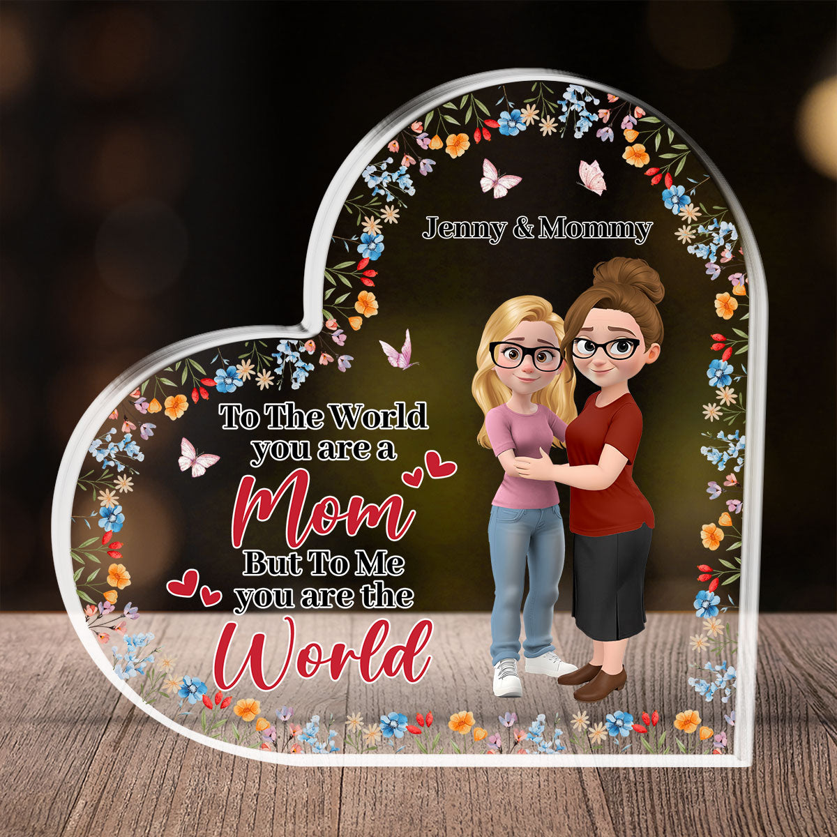 Custom Mother's Day Decor, Gift for Mom & Grandma • You Are The World - Personalized Acrylic Plaque