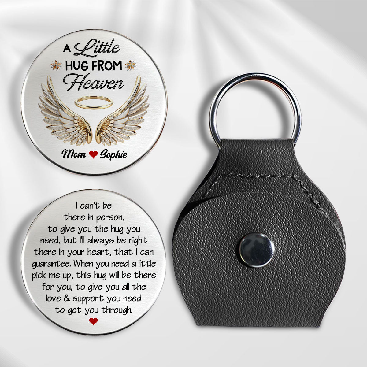 Custom Memorial Coin Keychain, Sympathy Keepsake • Always Be Right There In Your Heart - Personalized Pocket Hug