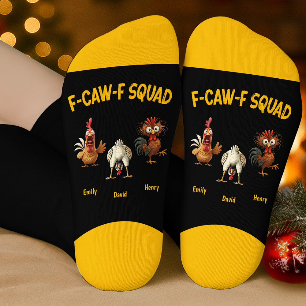Custom Funny Footwear, Christmas Birthday Gift For Coworkers • FCAWF Squad - Personalized Crew Socks