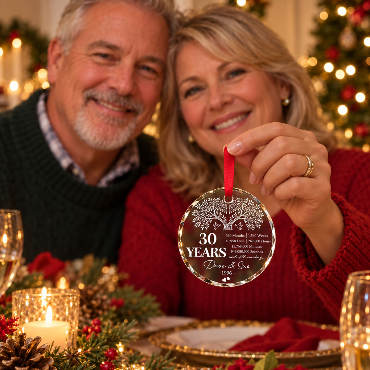 Custom Keepsake Christmas Ornament •  Years Of Love - Personalized Glass Ornament