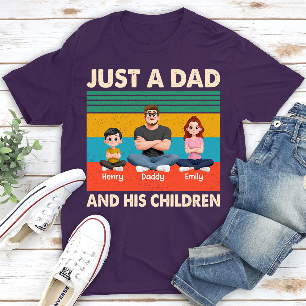 Custom Father's Day, Special Gift for Dad & Grandpa • Just A Dad And His Kid Cartoon - Personalized Shirt
