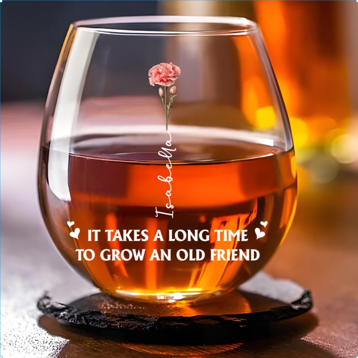 It Takes A Long Time - Personalized Wine Glass