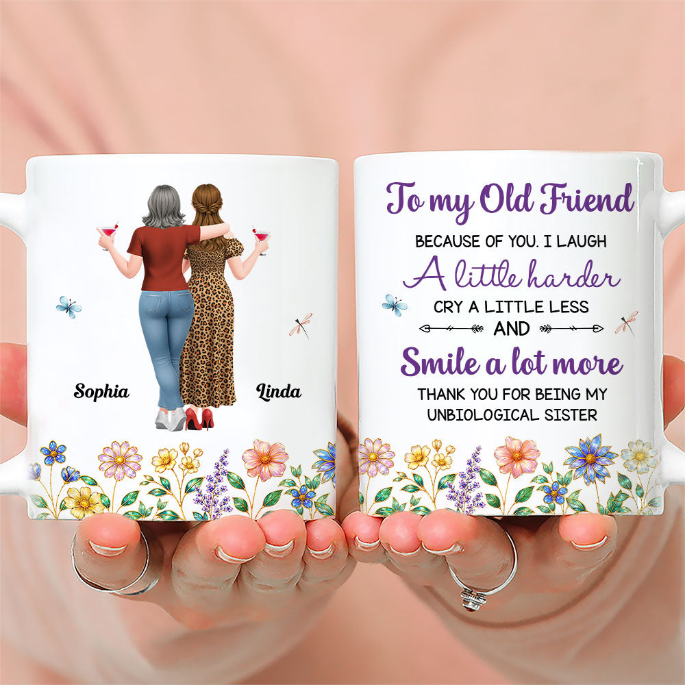 Custom Best Friend, Christmas & Birthday Friendship Keepsake Gift • Cry A Little Less And Smile More Ver 2 - Personalized Coffee Mug