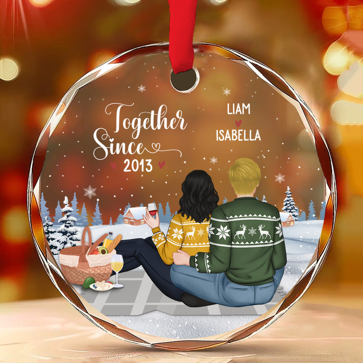 Custom Keepsake Christmas Ornament •  Our First Year - Personalized Glass Ornament