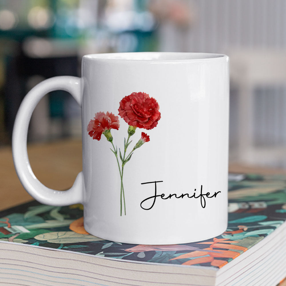 Custom Name & Birth Flower Birthday, Christmas Gift for Best Friend • Friends Are Flowers That Never Fade - Personalized Coffee Mug