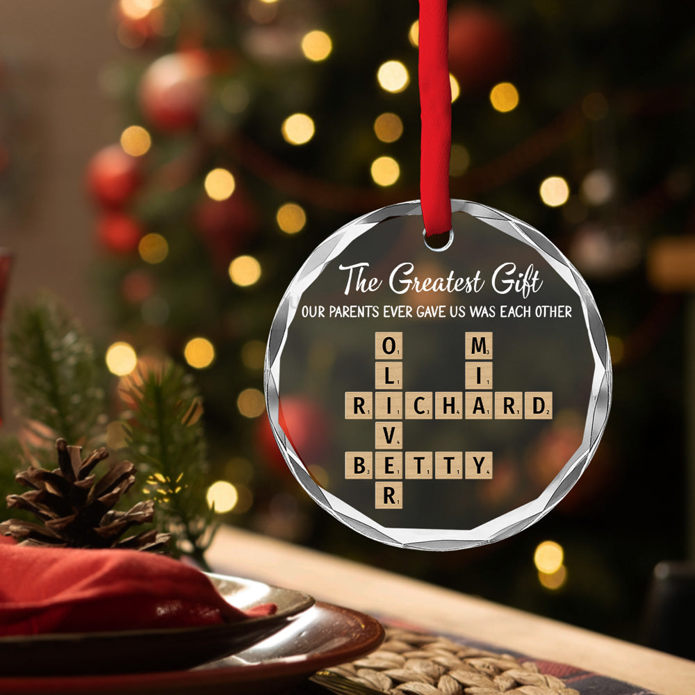 Custom Brothers & Sisters Christmas Ornament •  Each Other - Personalized Glass Ornament