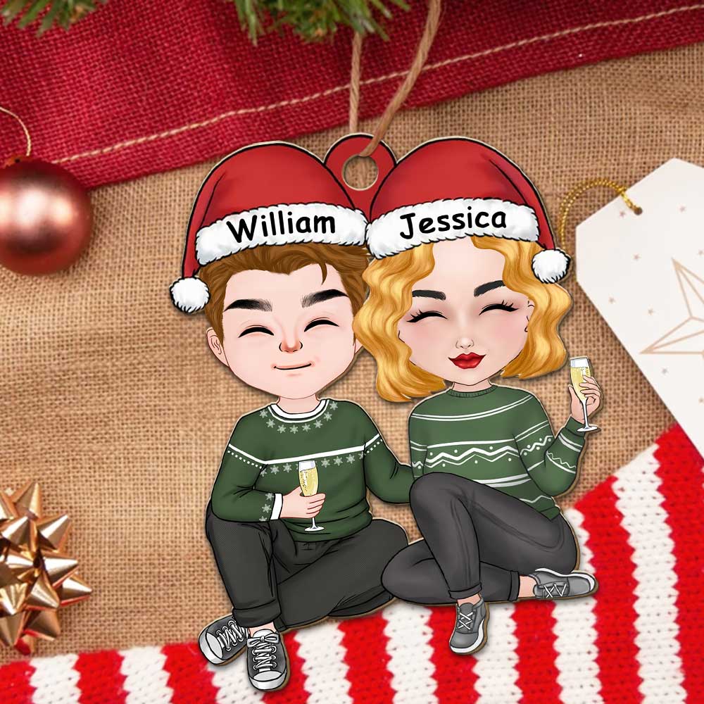 Custom Keepsake Christmas Ornament •  Cheers To A Merry Christmas - Personalized Wood Ornament