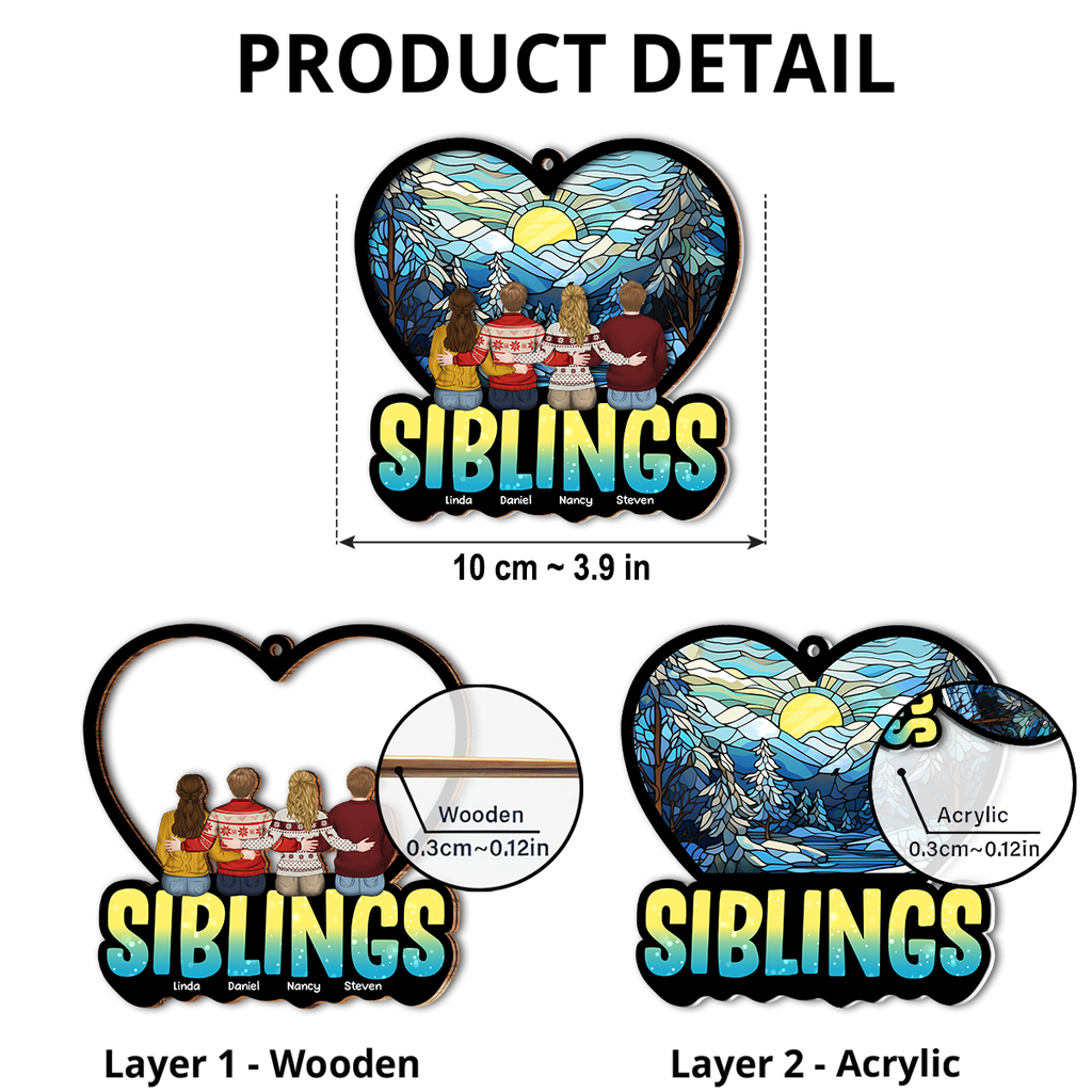 Custom Keepsake Christmas Ornament •  Siblings Together - Personalized Suncatcher Ornament