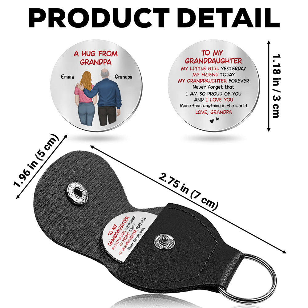 Custom Coin Keychain For Grandson Nephew, Family Keepsake • A Hug From Grandpa - Personalized Pocket Hug