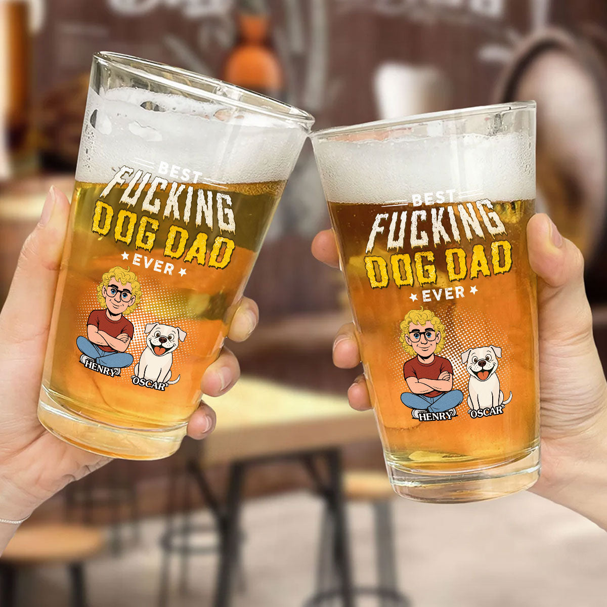 Dog Dad Champion - Personalized Beer Glass