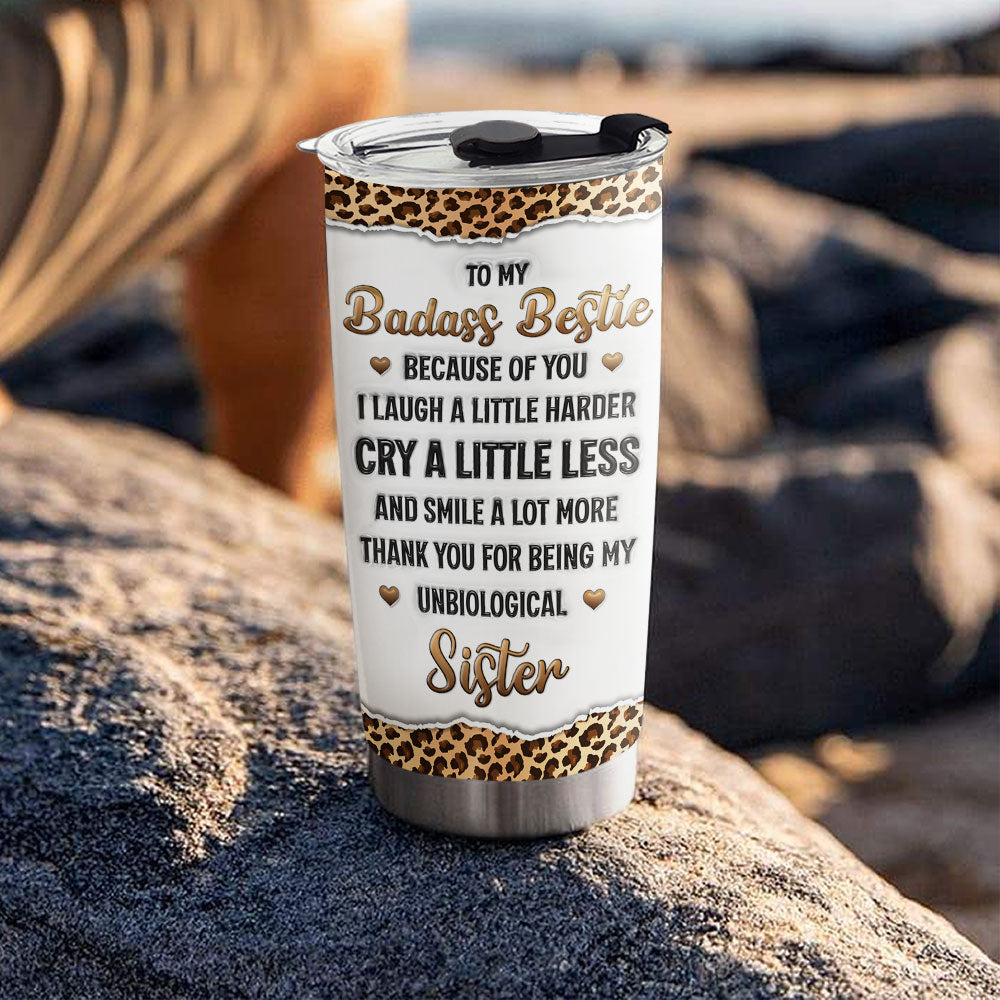 Custom Christmas Birthday Gifts For Best Friend • My Unbiological Sister - Personalized 3D Inflated Effect Tumbler