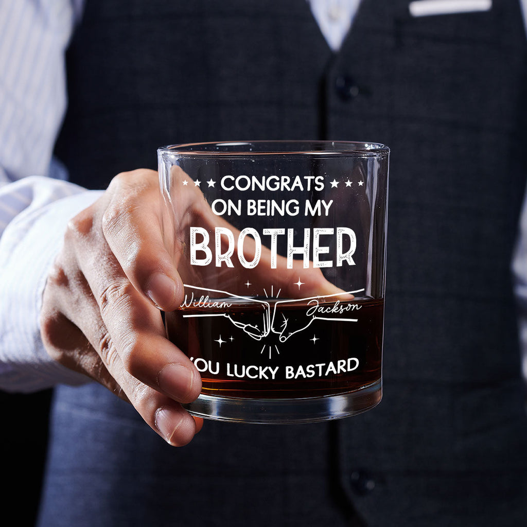 Custom Christmas Birthday Drinkware Gifts for Brother • Congrats - Personalized Whiskey Glass