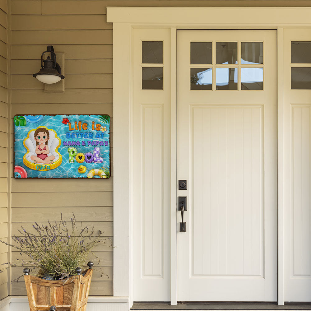 Custom 3D Family Summer Backyard, Patio & Porch Decor • Come To The Pool - Personalized 3D Effect Metal Sign