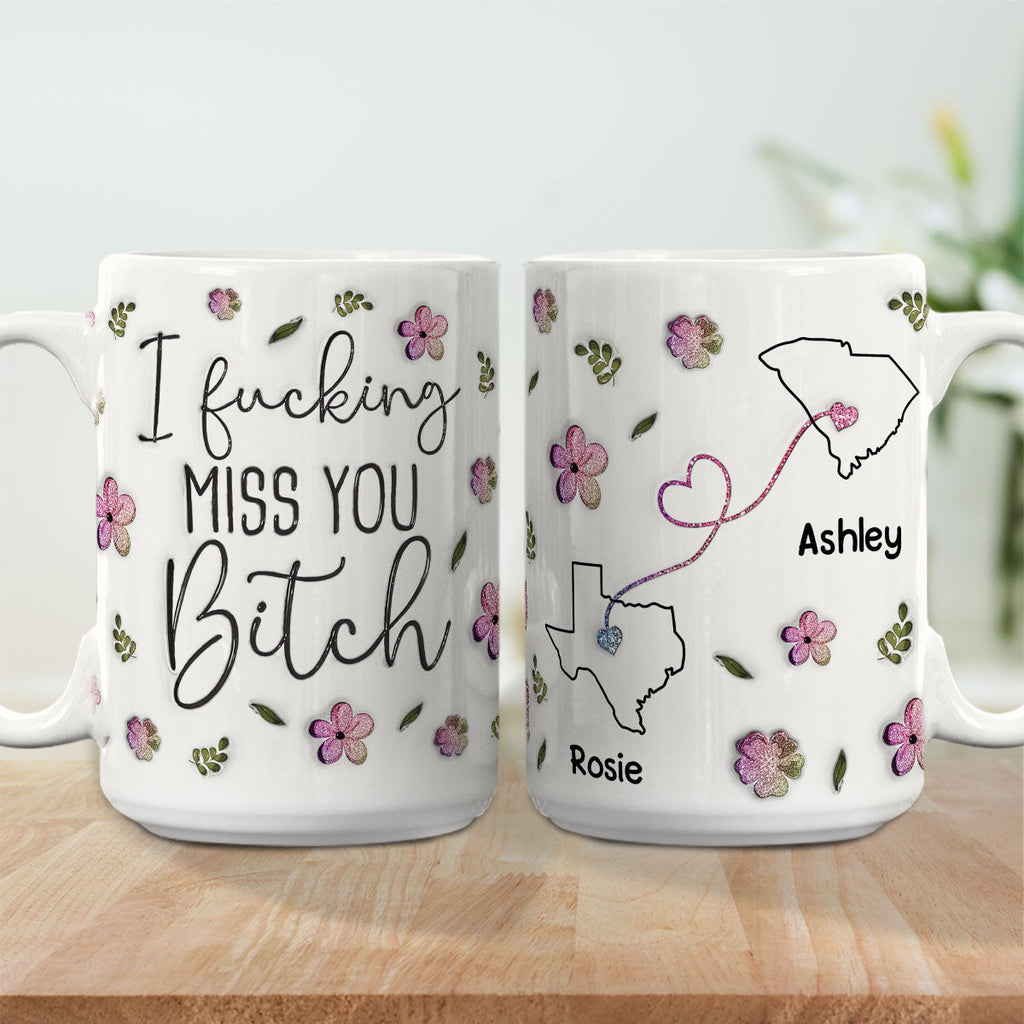 Custom Best Friend, Christmas & Birthday Friendship Keepsake Gift • I Miss You My Bestie Version 2 - Personalized 3D Inflated Effect Mug