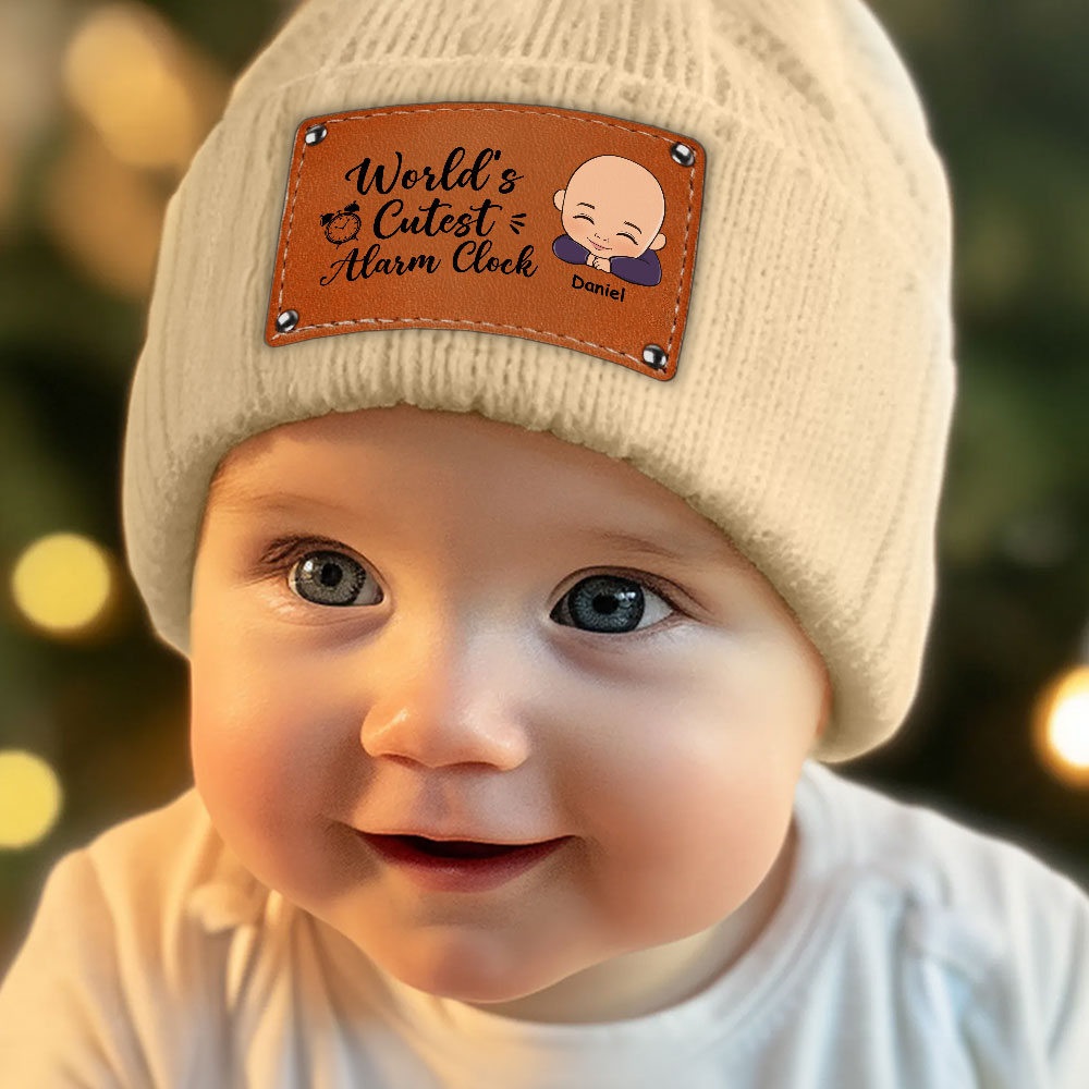 Custom Newborn Baby Beanie, Christmas Birthday Gift • The Cutest Alarm Clock - Personalized Beanie