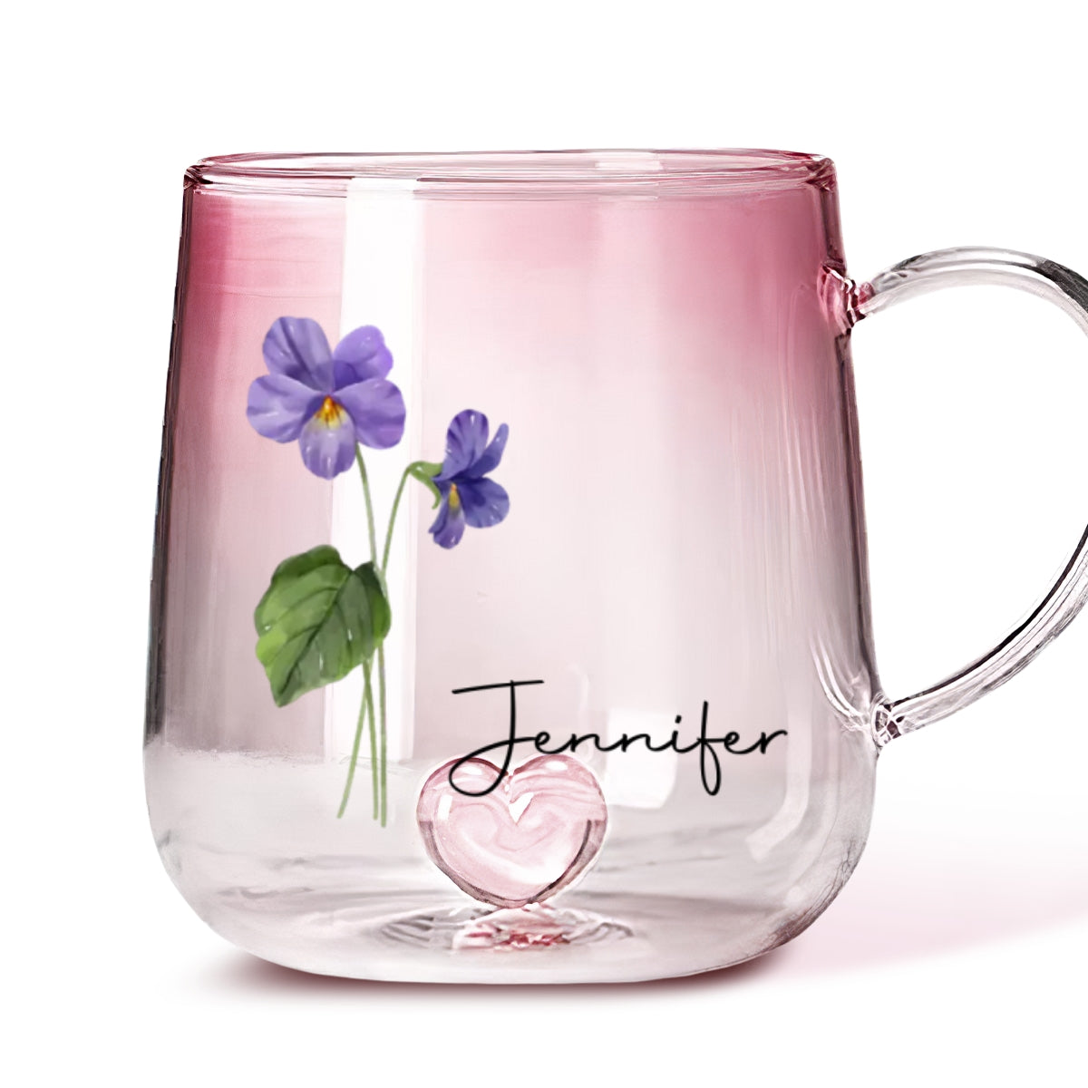 Custom Best Friend, Christmas & Birthday Friendship Keepsake Gift • You Are The Most Beautiful Flower - Personalized Pink Gradient Glass Mug