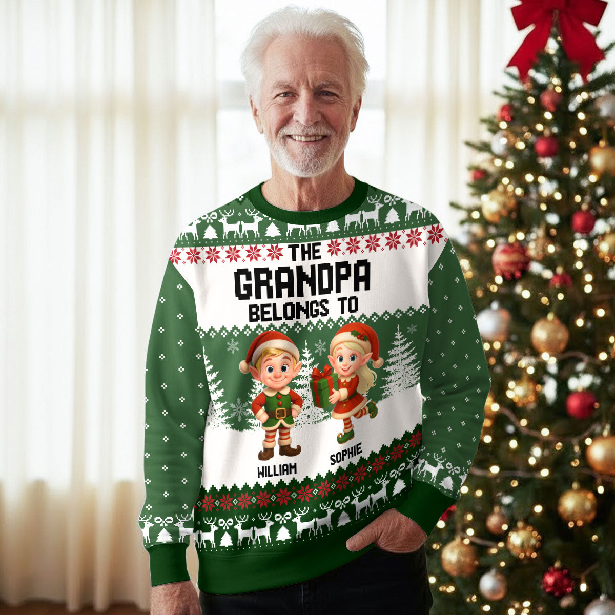 Custom Grandma Christmas Sweatshirt, Gift for Mothers • Grandma Little Elves - Personalized All-Over-Print Sweatshirt